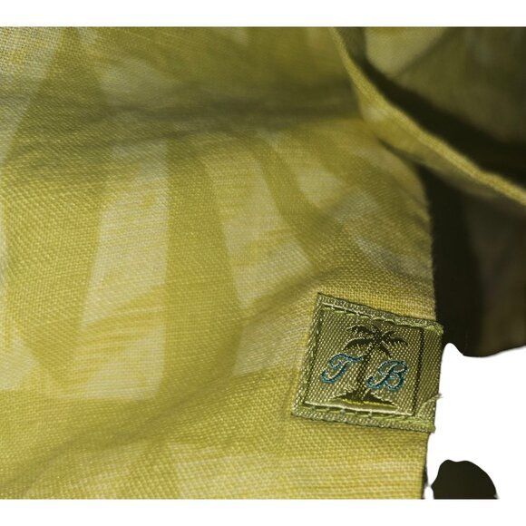 Tommy Bahama Mens XL Linen Hawaiian Shirt Green & Beige Short Sleeve Button-Up - Picture 11 of 11